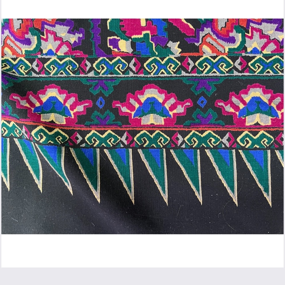 Vintage 90s Abstract Art Maxi Skirt – Custom Made, Multicoloured-gathered A-line - Picture 12 of 16
